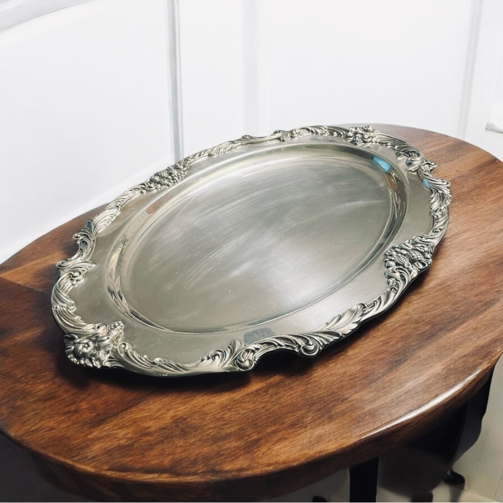VINTAGE REED & BARTON KING FRANCIS 1676 PATTERN 19" SILVER PLATE. OVAL PLATTER